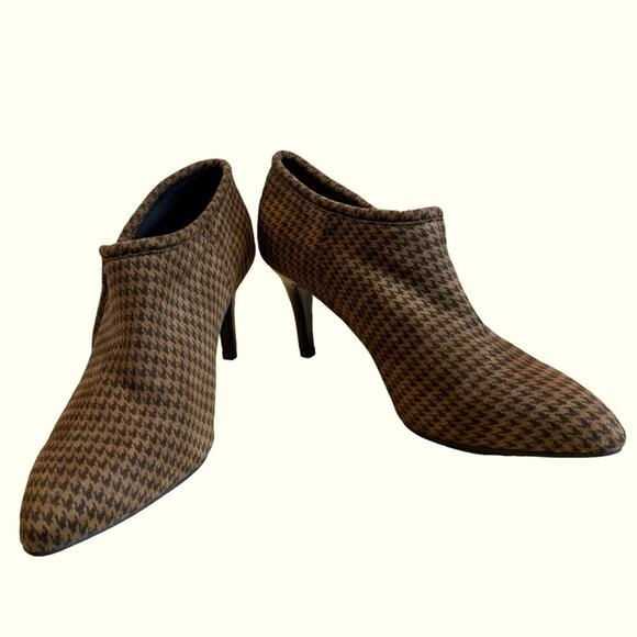 IMPO plaid brown and black booties zip zip. 3.5” heels size  10 - Picture 2 of 13